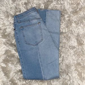 A&F two-toned ultra high rise ankle straight jeans